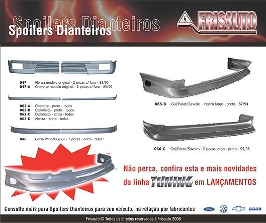 SPOILER DIANT. UNO PTO inteiro C/ 3 TELAS 94/98 C/TELA DE AL